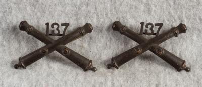 WWI 137th Artillery Regiment Officer Insignia Pair