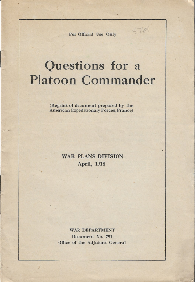 WWI Questions for a Platoon Commander Pamphlet