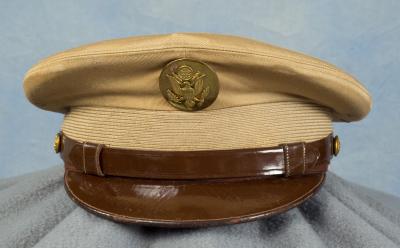 WWII Khaki Army Visor Cap Hat