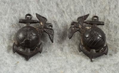 WWII USMC Marine EGA Insignia Pair Plastic