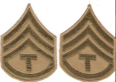 WWII Tech Staff Sergeant Rank Khaki T/3