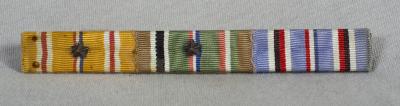 WWII Ribbon Bar 3 Place Navy USMC ETO Pacific