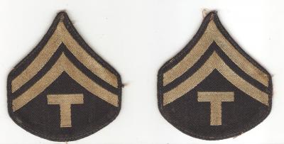 WWII Tech T/5 Corporal Rank Patches Bevo