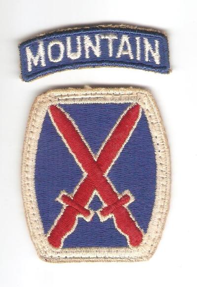 WWII 10th Mountain Division Patch & Tab