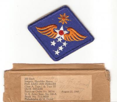 WWII Far East Air Forces Patch & Label