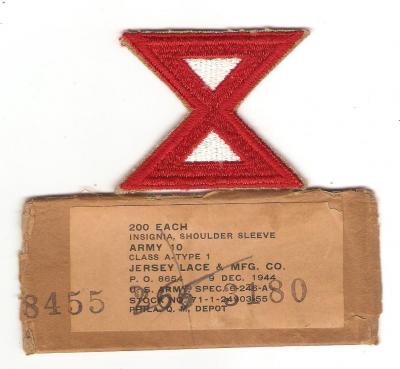 WWII 10th Army Patch & Label