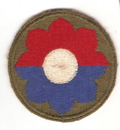 WWII 9th Infantry Division Patch White Back