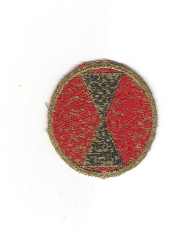 WWII Patch 7th Infantry Division Green Back