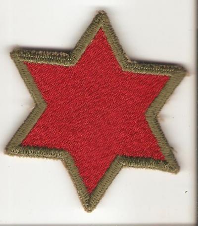 WWII 6th Division Patch White Back