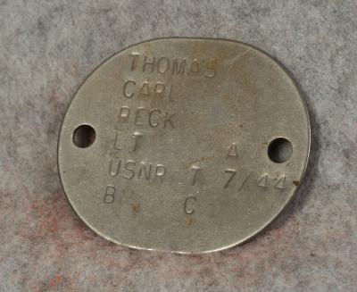 WWII era USN Navy Dog Tag Lt Carl Reck Thomas