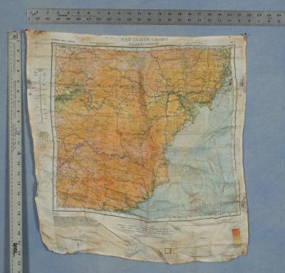 WWII Silk Escape Map Zones of France