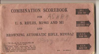 WWII Rifle Scorebook M1903 M1 BAR