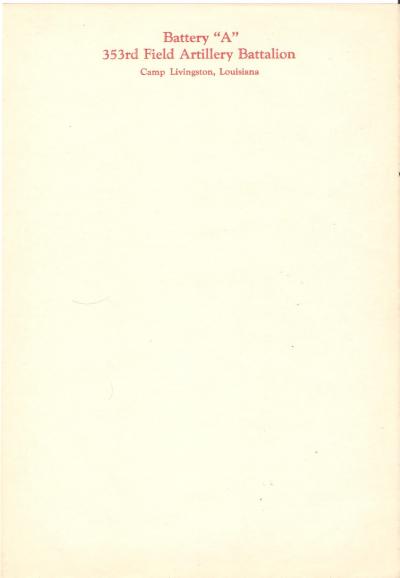 WWII Stationery 353rd Field Artillery