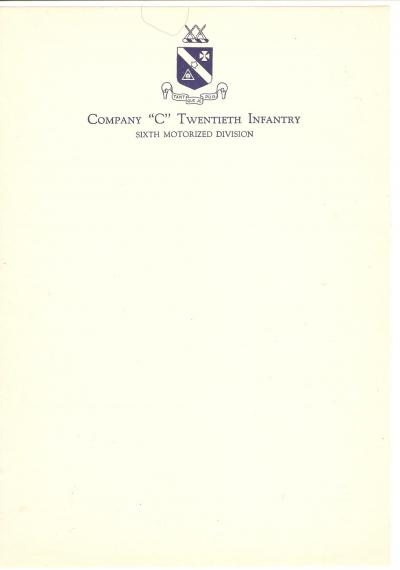 WWII Stationery 20th Infantry Company C 