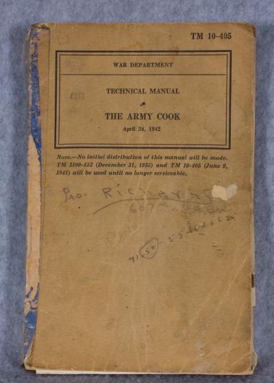 WWII TM10-405 Manual Army Cook 1942