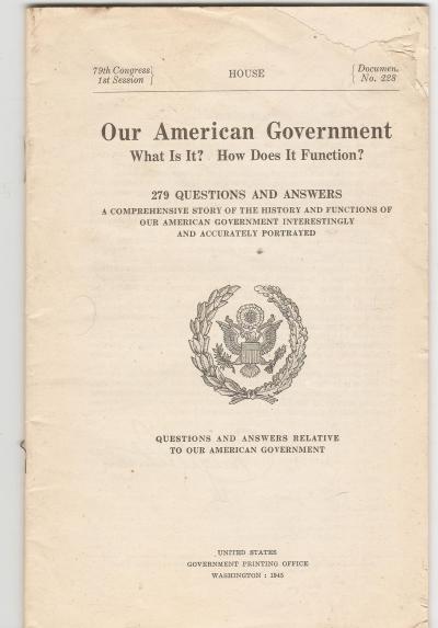 Book Our American Government 1945