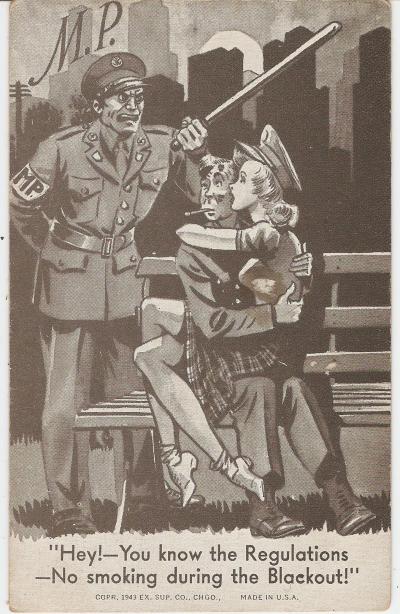 WWII Postcard Military Police MP Humor Card