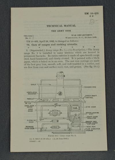 WWII Army Cook TM 10-405 Manual