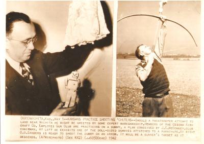 WWII Press Photo Paratrooper Target Practice