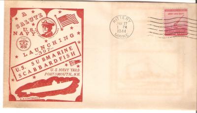 USS Scabbardfish 397 Submarine Envelope 1944