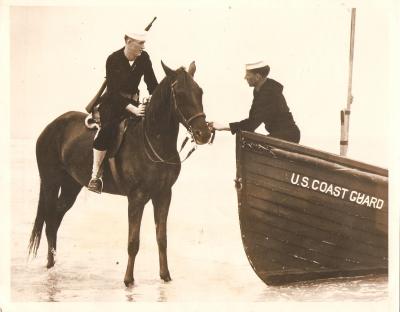 WWII Coast Guard Press Photo Mounted Patrol