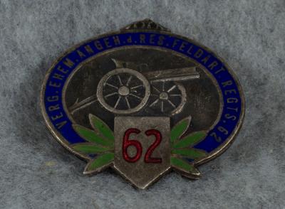 German Veteran Pin 62nd Field Artillery