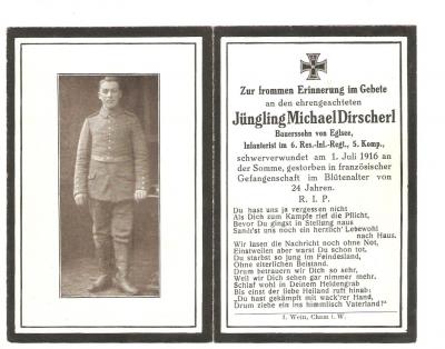 WWI German Remembrance Death Card Somme POW