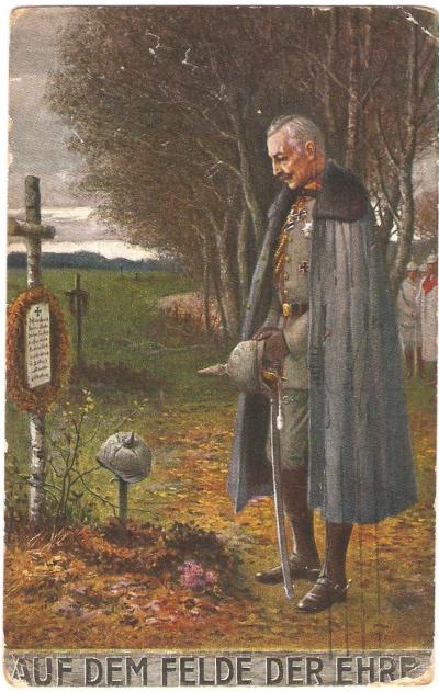 WWI Postcard German Kaiser Visiting War Gave