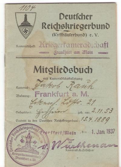 German Veteran Kyffhauserbund Member's Book