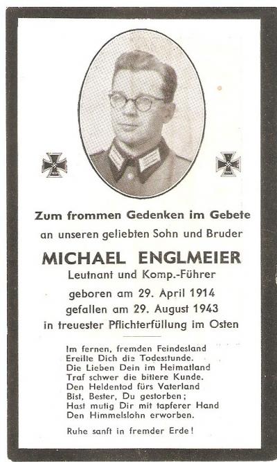 WWII German Death Card Eastern Front Officer