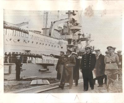 WWII AP Press Photo Hitler at Danzig Navy Yard