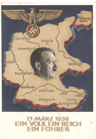 German Austrian Anschluss Postcard 1938