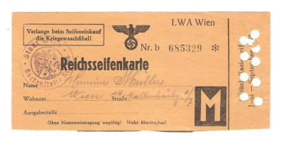 WWII German Austrian Soap Ration Card