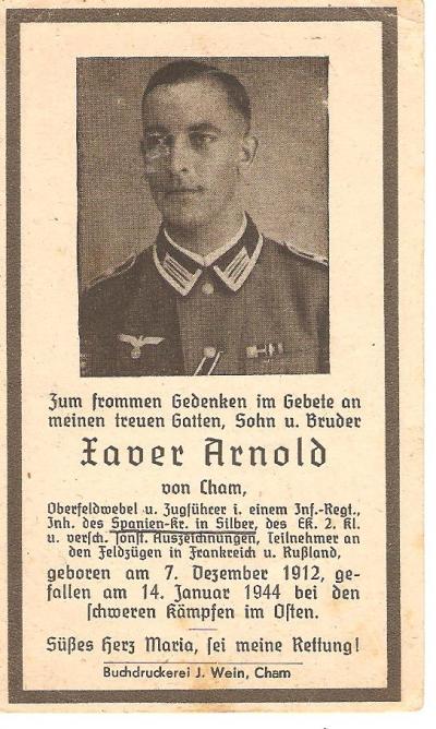 WWII German Death Card Spanish War Vet