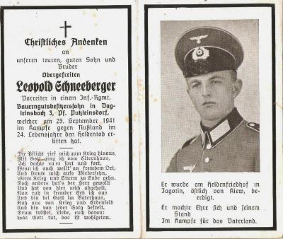 WWII German Death Card Infantry Russia