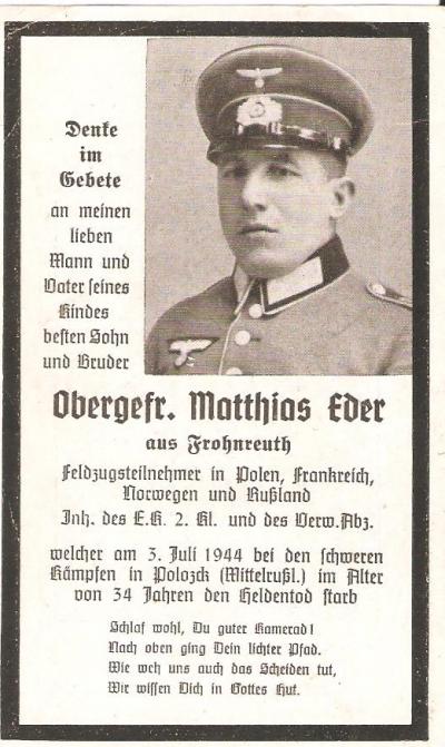 WWII German Death Card Russia