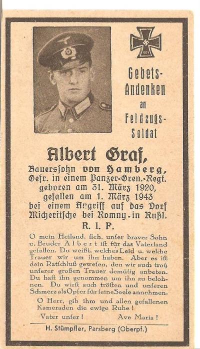 German Death Card Panzer Grenadier Regiment