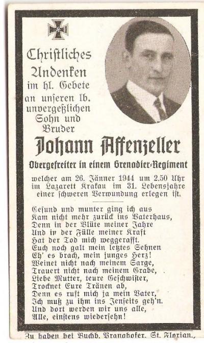 German Death Card Grenadier Regiment