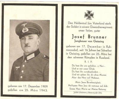 WWII German Death Card Russia