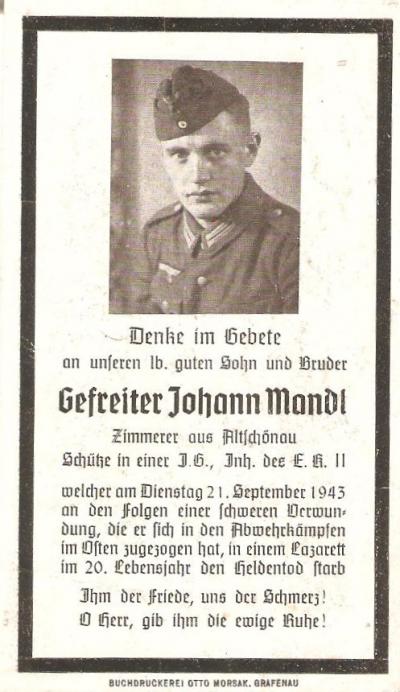 WWII German Death Card 