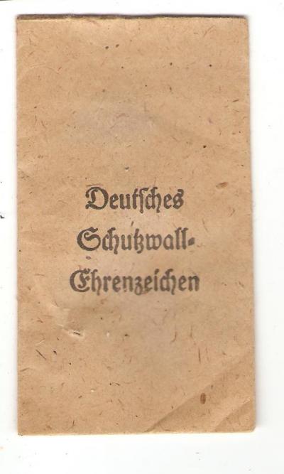 WWII German West Wall Medal Envelope 