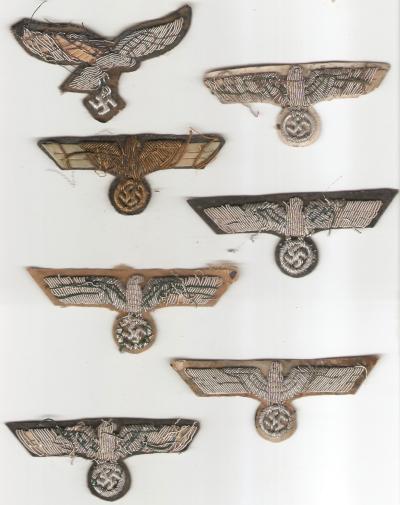 German Officer Bullion Breast Eagle Lot of 7