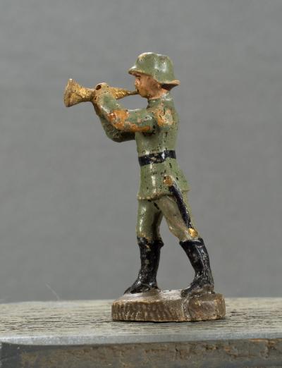 German Band Horn Player Soldier Elastolin