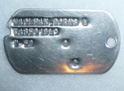 Korean War WAC Dog Tag Doris MacLean