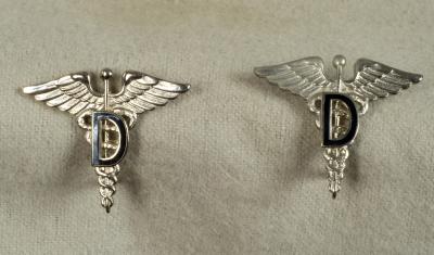 WWII era Officer Collar Insignia Pins Dental Corps