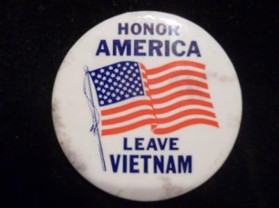 Anti War Leave Vietnam Button