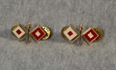 Army Signals Officers Collar Insignia Pair