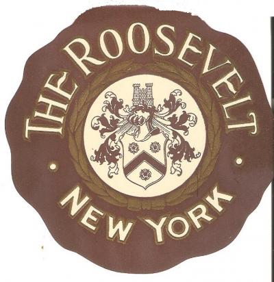 Luggage Decal Roosevelt New York 1930's