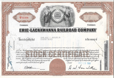 Erie Lackawannna Railroad Stock Certificate