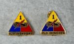 DUI DI Crest Pin US Army 1st Armored Division Pair